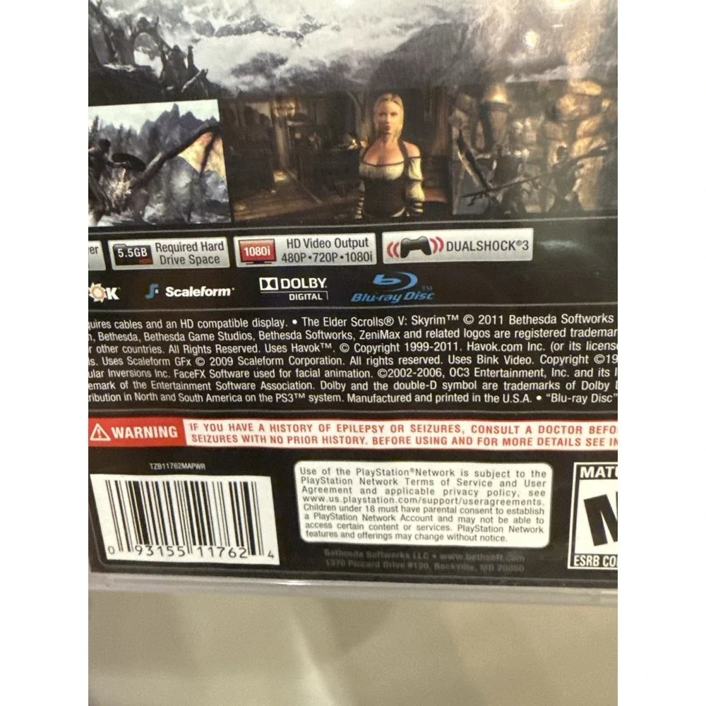 The Elder Scrolls V: Skyrim (PlayStation 3, 2011) Complete In Box With Manual